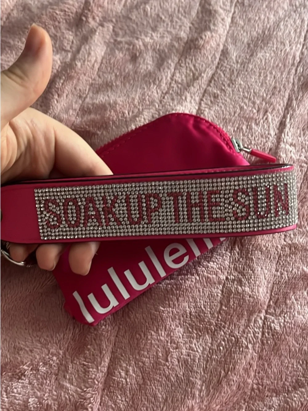 lululemon athletica Pink Key Pouch with PINK Crystal Strap